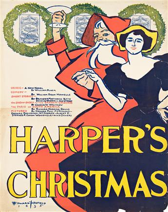 EDWARD PENFIELD (1866-1925).  HARPERS / [CHRISTMAS & OCTOBER]. Three posters. 1895-1898. Sizes vary.